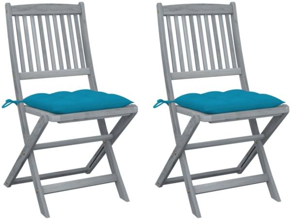 vidaXL Klappbare Gartenstühle 2 Stk. mit Kissen Massivholz Akazie 3064555