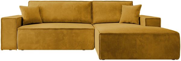 Selsey 'Farese ' Ecksofa mit Cordbezug, Schlaffunktion und Stauraum, Senfgelb, rechts Bild 6