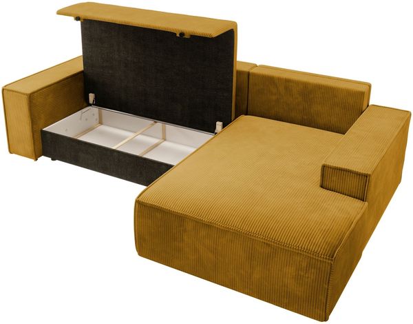 Selsey 'Farese ' Ecksofa mit Cordbezug, Schlaffunktion und Stauraum, Senfgelb, rechts Bild 7