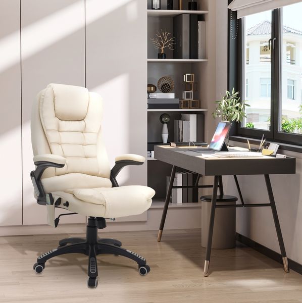 Chefsessel H 121 x T 62 x B 68 cm, drehbar, ergonomisch, Kunstleder Beige