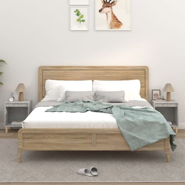vidaXL Nachttische 2 Stk. Betongrau 40 x 35 x 50 cm [821867]