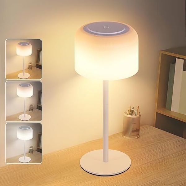 ZMH LED Tischlampe kabellos Akku Tischleuchte dimmbar 3000K-6500K mit USB-C aufladbar höhenverstellbar wasserdichte Tischleuchte für Indoor Outdoor Esszimmer Schlafzimmer