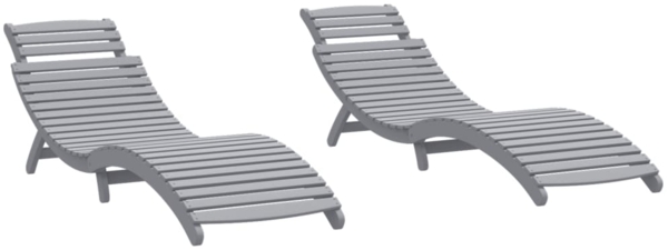 vidaXL Sonnenliegen 2 Stk. Grau 184x55x64 cm Massivholz Akazie 3155468
