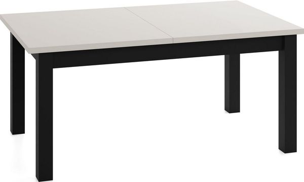 WFL GROUP Esstisch Lindberg ausziehbar verlängerbar rechteckig mit schwarzen Holzbeinen (MADE IN EU, XXL Groß– 120/140/150/160/200 cm ausziehbar auf 160/180/190/240/300 cm), platzsparender Tisch in Holzoptik für Küche, Esszimmer oder Wohnzimmer