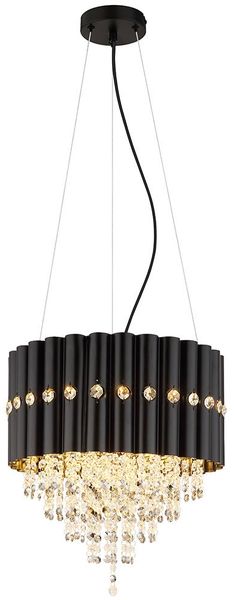 LED Kronleuchter, Kristalle, 3-Flammig, schwarz, rauch, D 40 cm