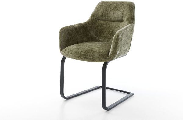 Freischwinger Pejo-Flex Chenille Olive Freischwinger flach Schwarz Taschenfederkern
