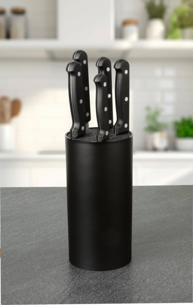 GOURMETmaxx Messerset mit Messerblock 6-tlg. schwarz/silber Bild 2