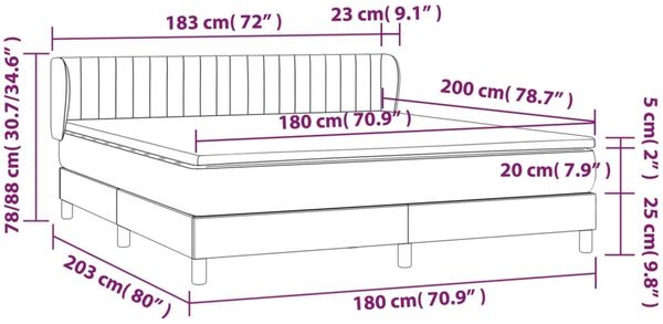 vidaXL Boxspringbett mit Matratze Taupe 180x200 cm Stoff 3126425 Bild 7