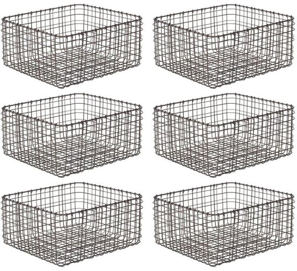 mDesign Allzweckkorb Aufbewahrung Drahtkorb Organizer 6er-Set Metall Bronze