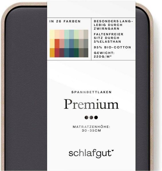 Schlafgut Spannbettlaken Premium, Gummizug: rundum, (1 Stück), Mako-Zwirn-Jersey, Grey Deep, XL 180x200 cm - 200x220 cm Bild 2