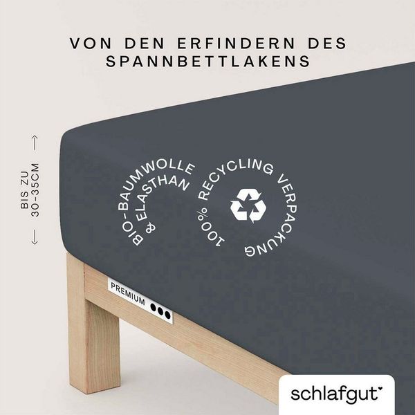 Schlafgut Spannbettlaken Premium, Gummizug: rundum, (1 Stück), Mako-Zwirn-Jersey, Grey Deep, XL 180x200 cm - 200x220 cm