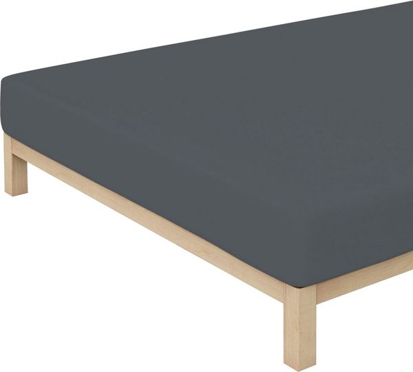 Schlafgut Spannbettlaken Premium, Gummizug: rundum, (1 Stück), Mako-Zwirn-Jersey, Grey Deep, XL 180x200 cm - 200x220 cm Bild 3