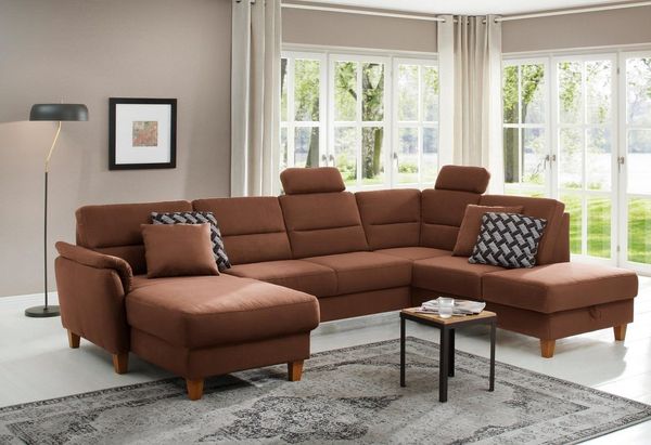 Home affaire Wohnlandschaft Palmera U-Form, Federkern, wahlweise mit Bettfunktion und mit/ohne Stauraum