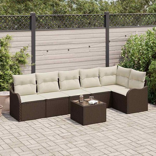 vidaXL Gartensofa-set mit Speicher 7 pcs Grau Poly-Rattan 3354397