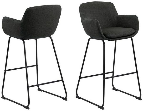 ebuy24 Barhocker 2er Set Lira Barhocker in dunkelgrau und schwarz p (2 St)