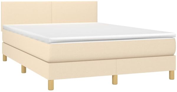 vidaXL Polsterbett mit Matratze Stoff Creme 140x200 cm Bild 3