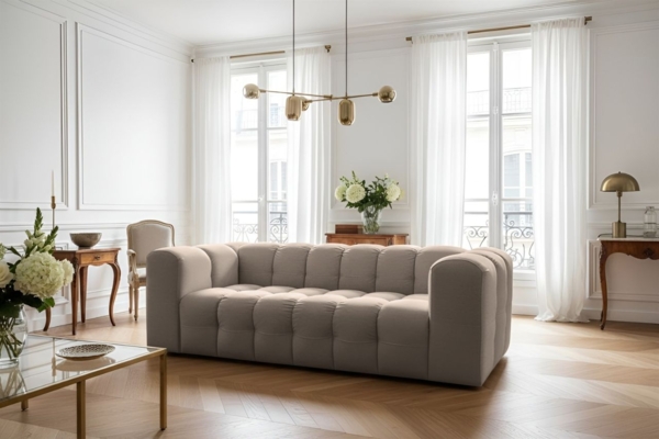Sofa Designersofa SOLVIE 3-Sitzer in Stoff Tiffani Taupe