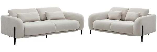 Vente-unique - ARAVIO Couchgarnitur Stoff Beige - B 102 cm x H 75 cm100 cm x L 170 cm210 cm