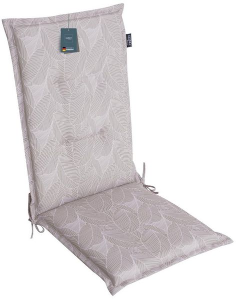 LILENO HOME Hochlehnerauflage Gartenstuhl Auflage, bequeme Sitzauflage für Gartenmöbel, Stuhlkissen, (1 St, 1er Set), Polsterauflage Blätter Grau, Sitzpolster für Klappstühle