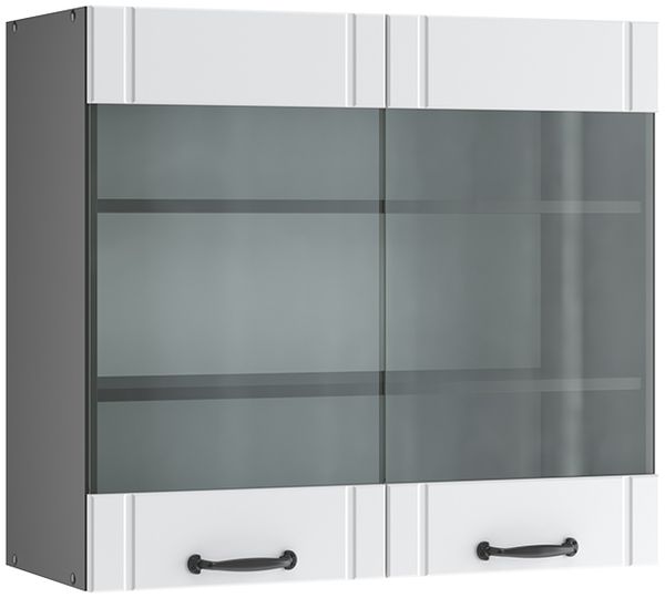Küchenglasschrank Fame-Line Weiß Landhaus 80 cm Vicco