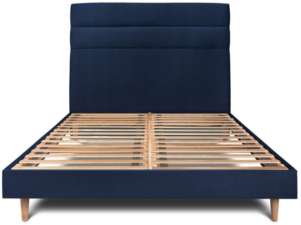 Bett mit gefüttertem Kopfteil – Samtstoff - 150 x 200 cm