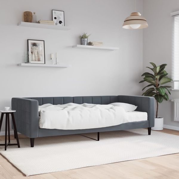 vidaXL Tagesbett mit Matratze Dunkelgrau 90x190 cm Samt 3196681