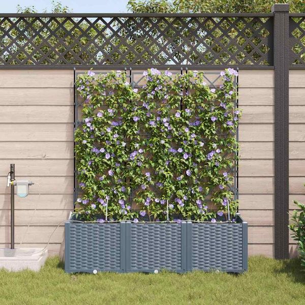 vidaXL Garten-Pflanzgefäß 3 Stk. Hellgrau 120 x 40 x 142 cm PP 42002899