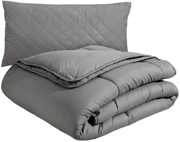 OTTO home Microfaserbettdecke + Microfaserkissen Clarra Spar Set, Decke + Kissen 135x200, 155x200 cm & weitere Größen, Set mit Kissen 40x80 cm, 80x80 cm, Sommer, Herbst, Winter in grau