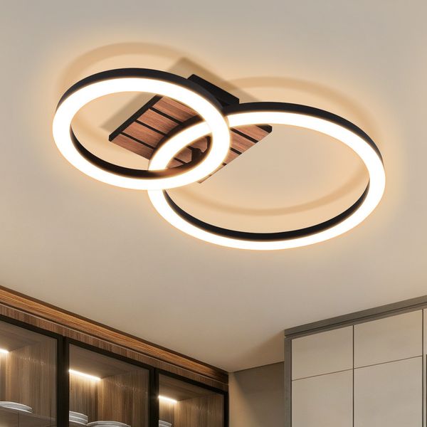 ZMH Deckenleuchte LED Warmweiß 21W Quadrate Holz Deckenlampe für Schlafzimmer & FlurLED fest integriert, Warmweiß, Die Leuchte eignet sich für Räume von 8-15 Quadratmetern.