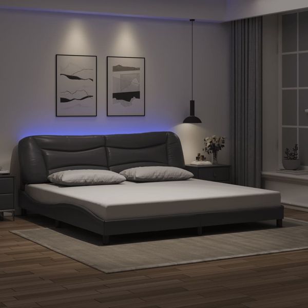 vidaXL Bettgestell mit LED ohne Matratze "Hvar" Grau 200x200 cm 3213958
