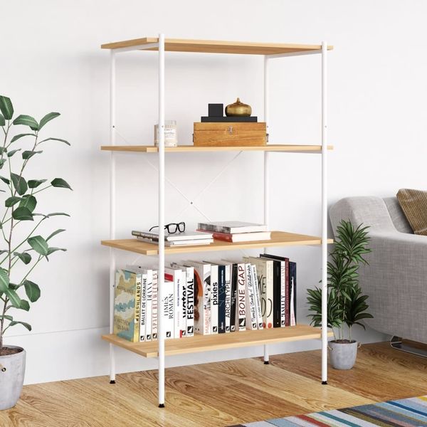 vidaXL Regal mit 4 Böden Weiß und Eiche-Optik 80x40x130 cm 336346