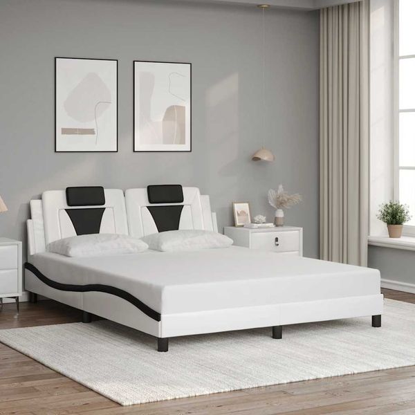 vidaXL Bettgestell "Viana" ohne Matratze Weiß und Schwarz 160x200 cm Kunstleder 3208109