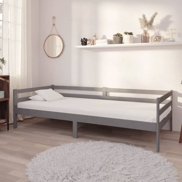 vidaXL Tagesbett mit Matratze 90x200 cm Grau Massivholz Kiefer [3083576]