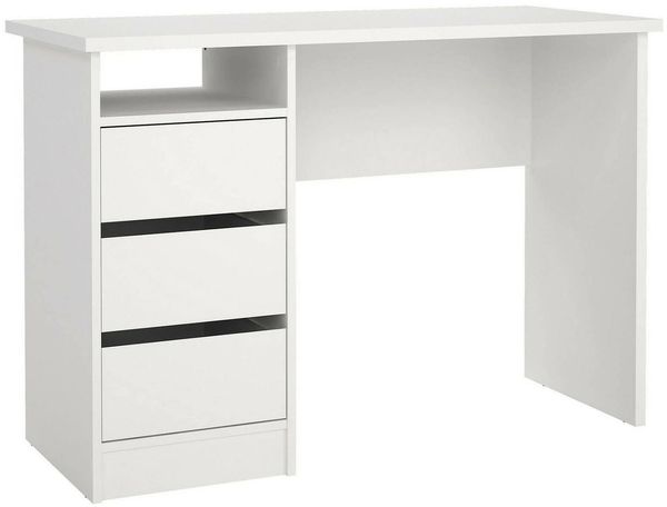 Dmora Schreibtisch Huaning, Mehrzweckschreibtisch, Bürotisch für PC, Eckschreibtisch, 110x49 h76 cm, Weiß