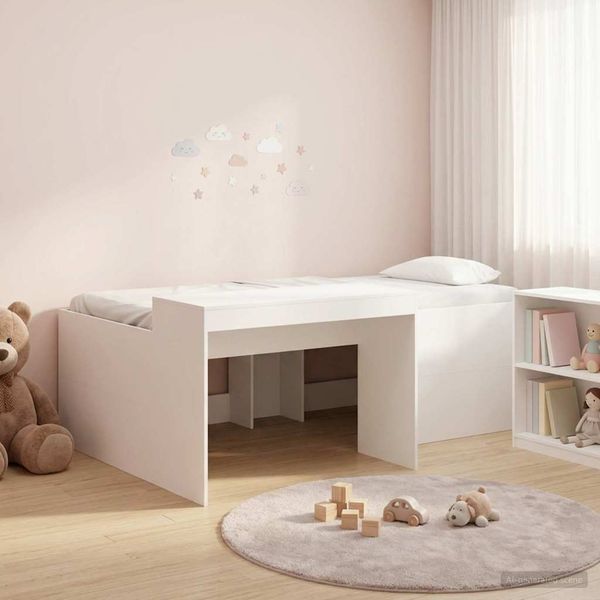 vidaXL Hochbett mit Schreibtisch für Kinder Weiß 80 x 200 cm 3422643