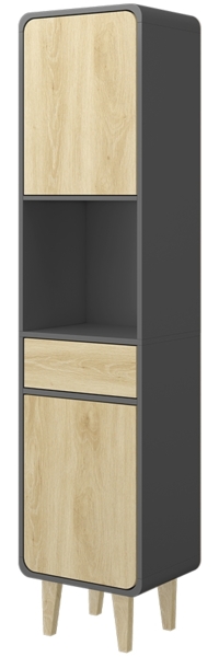 Badezimmermöbel Arla Anthrazit/Eiche 40 x 161 cm Vicco