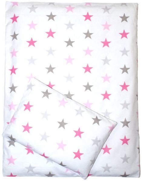 Kinderwagenset Baby Bettwäsche für Kinderwagen Bezüge Decke Kissen 2-4 tlg (rosa, 2 tlg)