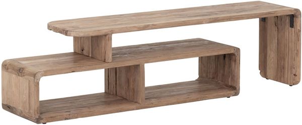 TV Board Fushion aus Teakholz, klassisch, Natur, 150 cm breit, zwei Fächer, behandelt