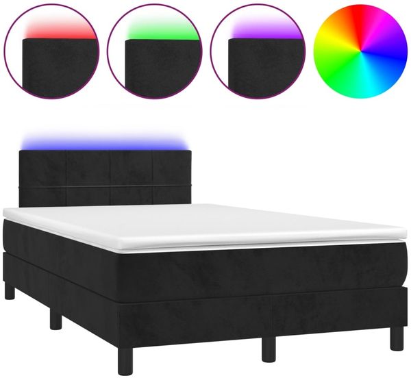 vidaXL Boxspringbett mit Matratze & LED Schwarz 120x200 cm Samt, Härtegrad: H2 [3134395] Bild 2