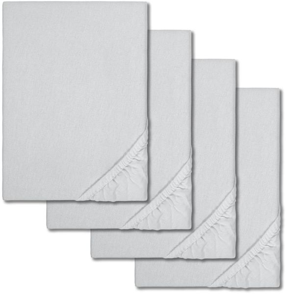 Spannbettlaken Winterflausch silber grau 90 x 190 - 100 x 200 cm im 4er-Pack