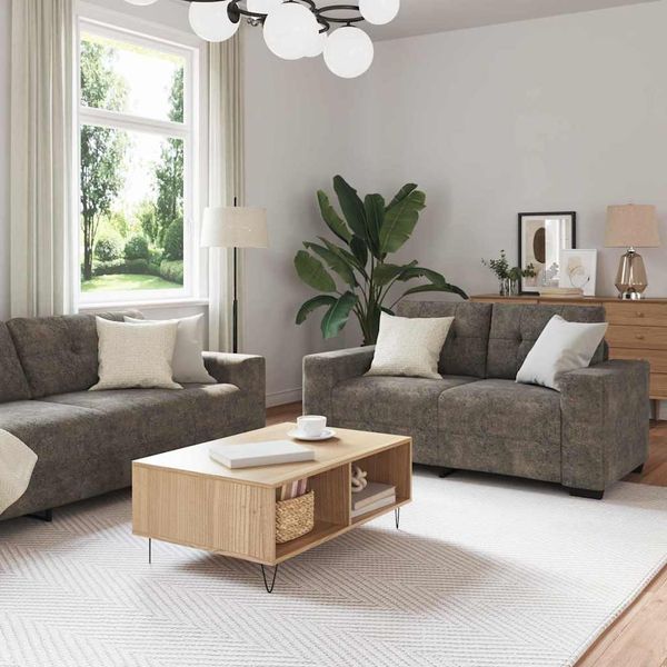 vidaXL Sofa 2 pcs Dunkelgrau 221 x 80 x 80 cm Stoff 3324720
