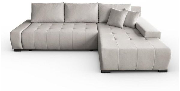 Beautysofa Ecksofa mit Schlaffunktion & Bettkasten DRACO L, BARREL-Stoff in modernen Farben, Liegefläche: 140x215 cm