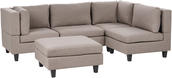 Beliani 'Unstad' Sofa, Braun, Stoff, 72 x 152 x 228 cm, mit Ottomane, Links Bild 4