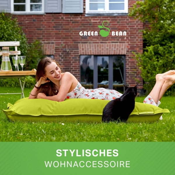 Green Bean® Outdoor Sitzsack, waschbar & wetterfest, Polyester-PVC-Stoff, Hellgrün, 120x160 cm, 270 Liter Bild 9