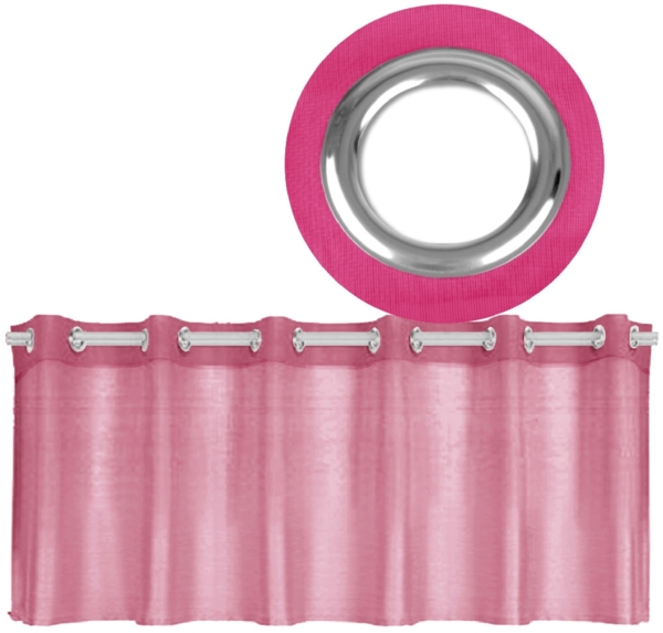 Ösen-Bistrogardine in B160cm x L45cm, transparente uni Scheibengardine Voile in vielen verschiedenen Farben erhältlich (pink - fuchsia)