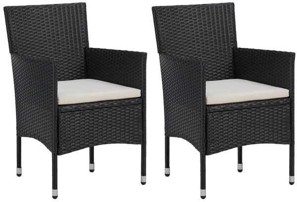 vidaXL Garten-Essstühle 2 Stk. Poly Rattan Schwarz 46179