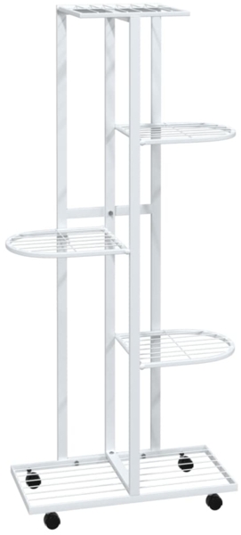 vidaXL Blumenständer 5-Etagen mit Rollen 44x23x100 cm Weiß Eisen 343118