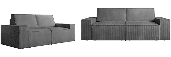 Vente-unique - AMELIA Couchgarnitur SamtStoff Grau - B 95 cm x H 85 cm x L 230 cm210 cm