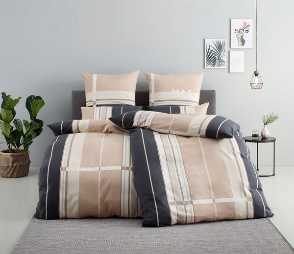 OTTO home Bettwäsche Golfi in Gr. 135x200 oder 155x220 cm, Linon, 2 teilig, sportliche Streifen Bettwäsche aus Baumwolle, Marke H.I.S by OTTO home