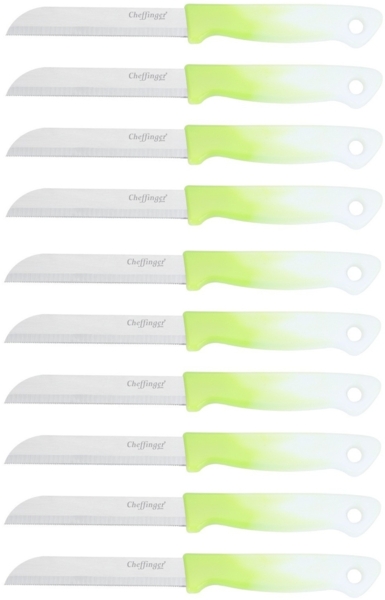 10 Stück Küchenmesser 18 cm mit ergonomischem Griff - vielseitig & pflegeleicht, Hellgrün Bild 1